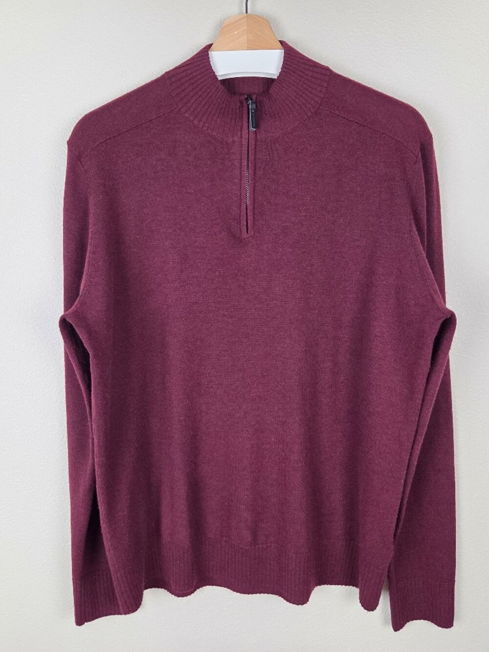 Smartwool Mens Sparwood Quarter Zip Sweater Size L Red Maroon Wool Blend Knit